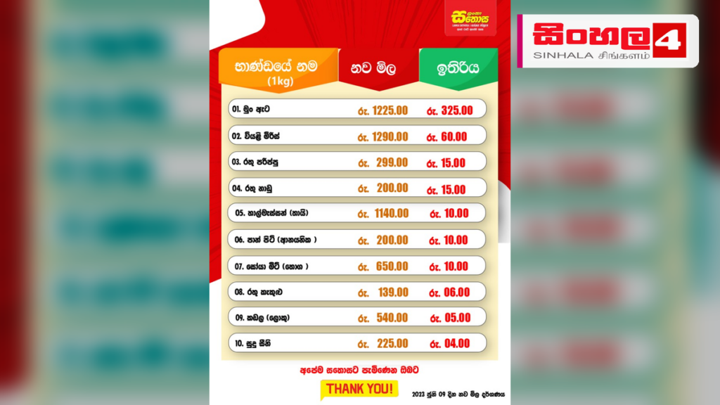 ලංකා සතොසෙන් අත්‍යවශ්‍ය භාණ්ඩ 10ක මිල අඩු කෙරේ