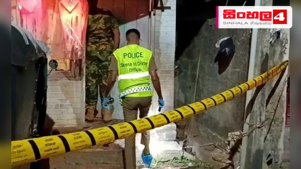 Headline: දෙහිවල කවුඩානේ දරු දෙදෙනකු බෝම්බ ප්‍රහාරයකින් ඝාතනය කෙරේ Intended image subject: Police investigation scene at the crime location Story summary: දෙහිවල කවුඩාන ප්‍රදේශයේ න
