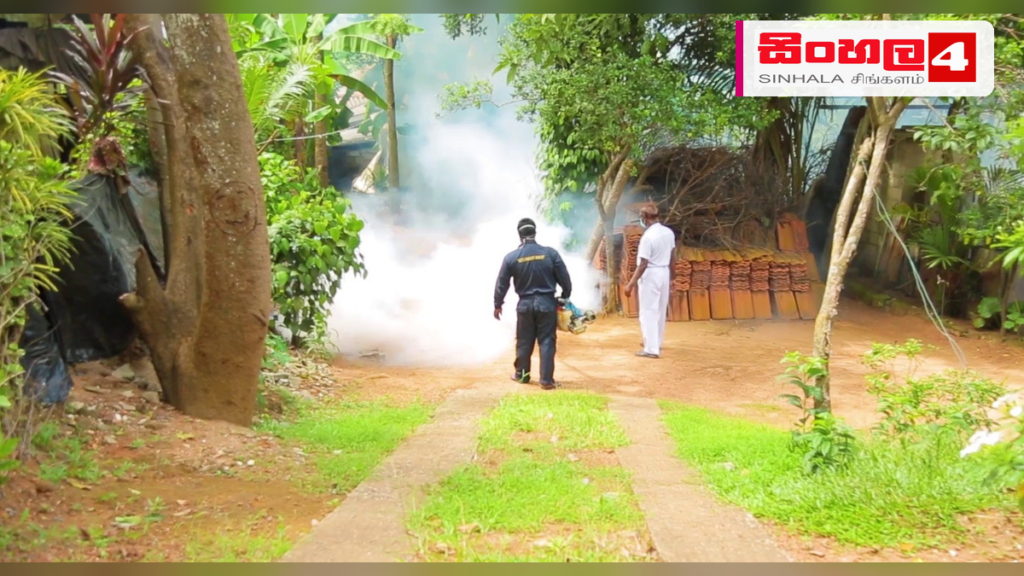 Headline: පළාත් හතක් ආවරණය වන පරිදි විශේෂ ඩෙංගු මර්දන සතියක් ඇරඹේ Intended image subject: Dengue prevention activities in a residential area Story summary: දිවයිනේ ඩෙංගු රෝගීන් වැඩ