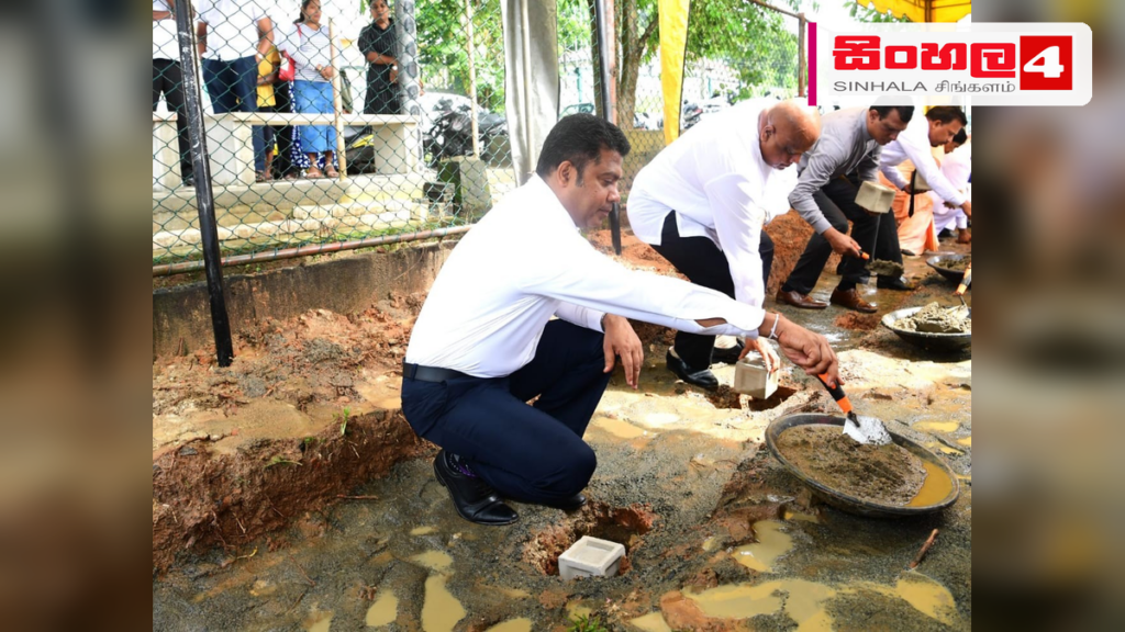 Headline: මතුගම කන්නන්ගර මධ්‍ය විද්‍යාලීය ක්‍රීඩා පිටි සංවර්ධනයට මුල්ගල් තැබේ Intended image subject: Mathugama C.W.W. Kannangara Central College grounds foundation laying ceremony
