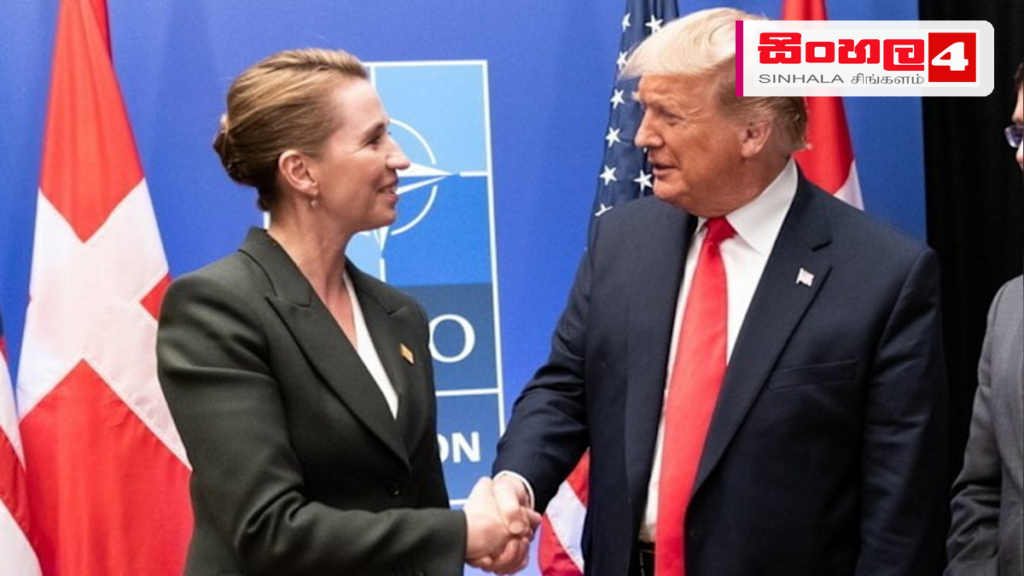 Headline: ග්‍රීන්ලන්තයේ ආරක්ෂාව සම්බන්ධයෙන් ඇමෙරිකාව සහ ඩෙන්මාර්කය අතර නව ගිවිසුමක් Intended image subject: Donald Trump and Danish Prime Minister meeting Story summary: ග්‍රීන්ලන්