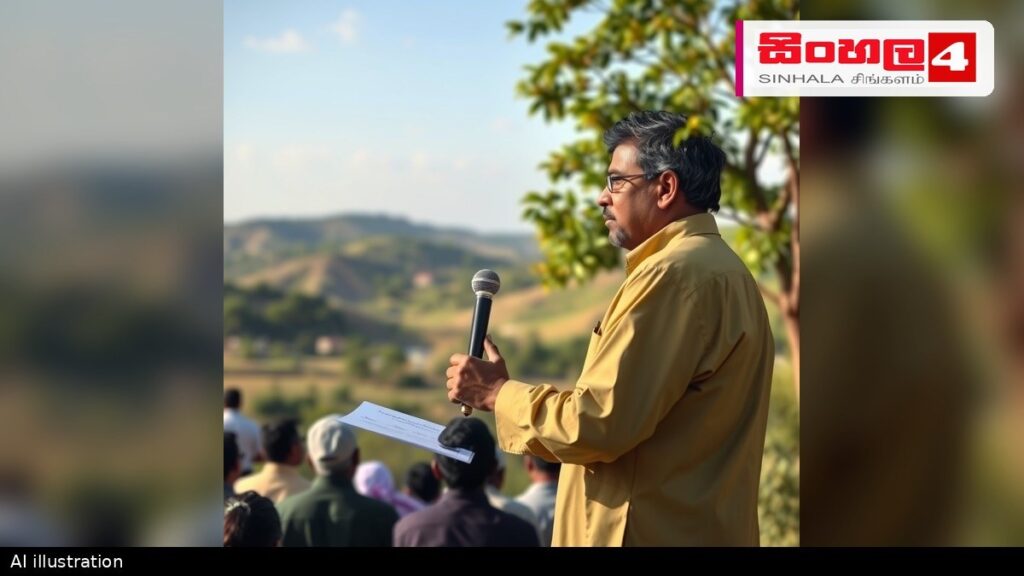 Headline: 2027 අයවැයෙන් සංවර්ධන කටයුතු සඳහා රුපියල් බිලියන 2,000ක් Intended image subject: Dr. Upali Pannila addressing the community development conference Story summary: 2027 වසර